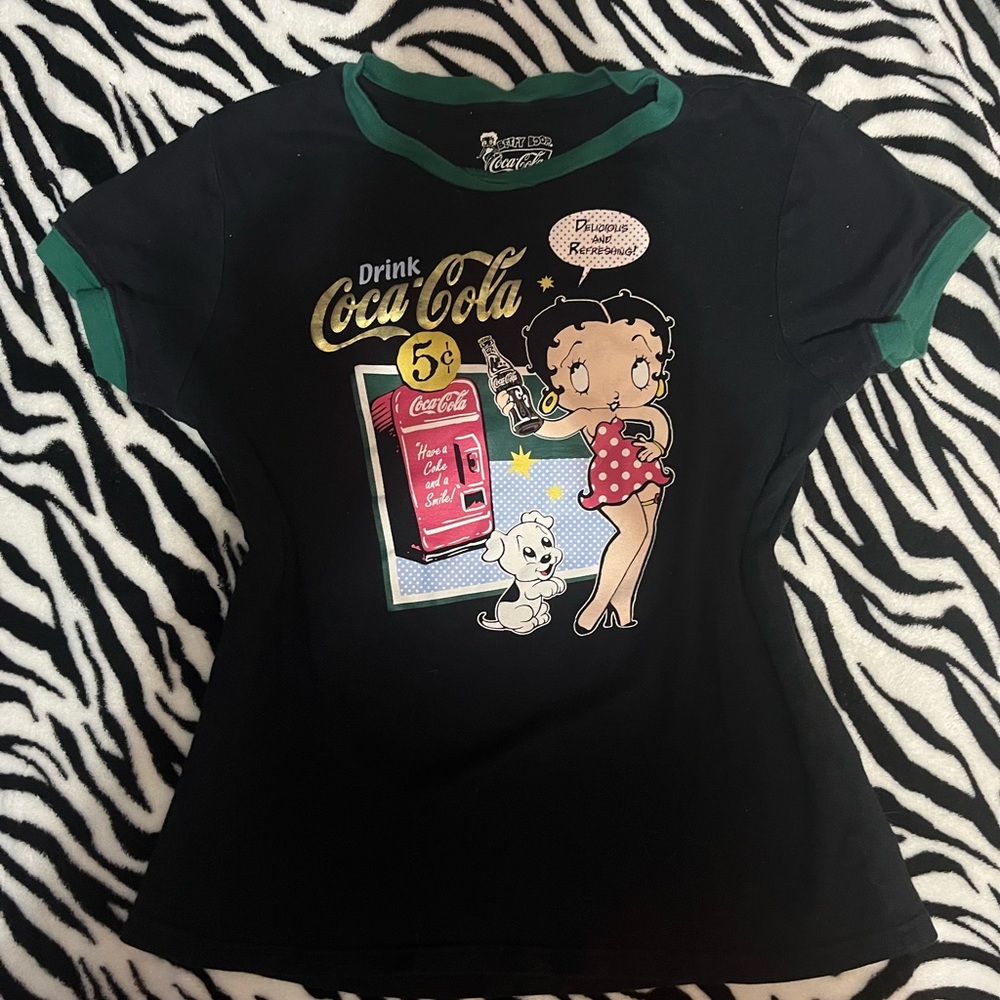 Betty Boop Black and Green Kids T-Shirt